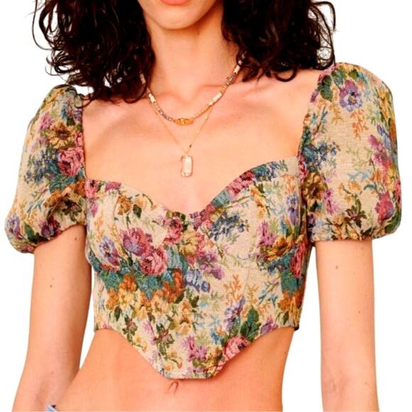 J.NNA Tops - J.NNA – Floral Corset Crop Top – Multicolor – Size S